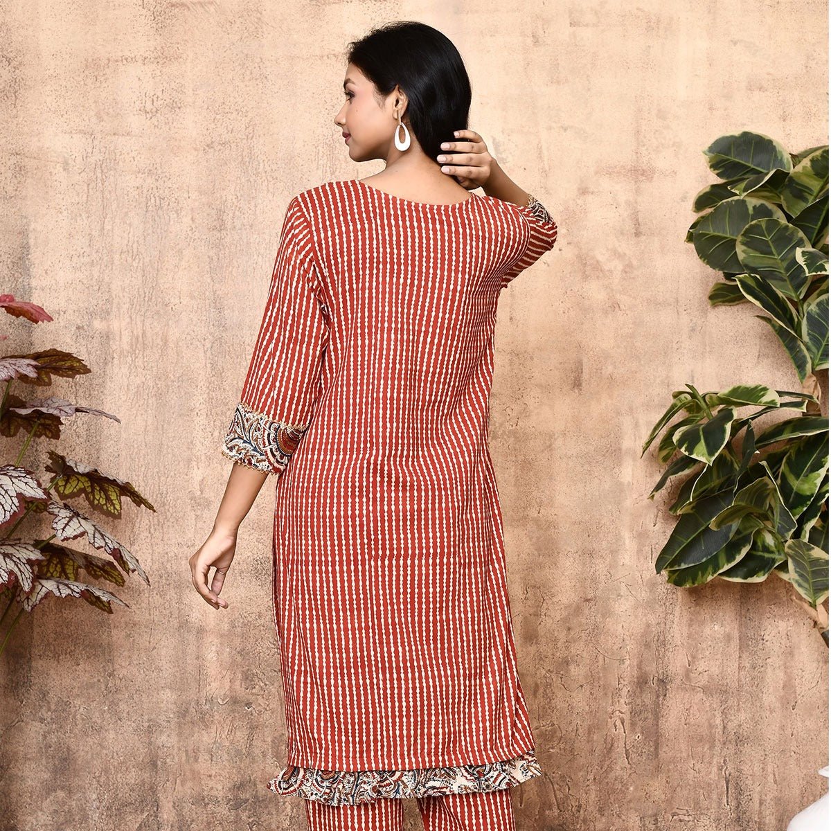 Aura Red Bagru Printed Cotton Kurta For Ladies | Verified Sustainable by Brown Living™