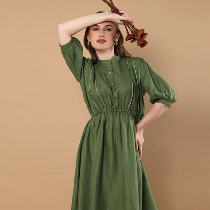 Azure | Hemp Dress | Olive Green | Verified Sustainable by Brown Living™