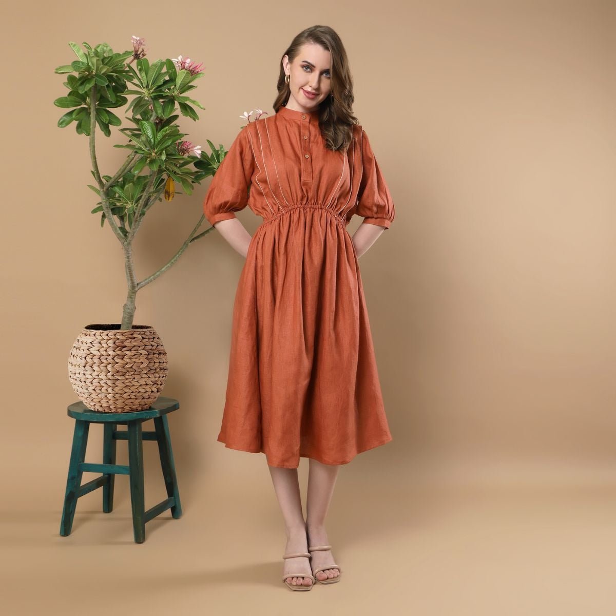 Azure | Hemp Dress | Rust | Verified Sustainable by Brown Living™