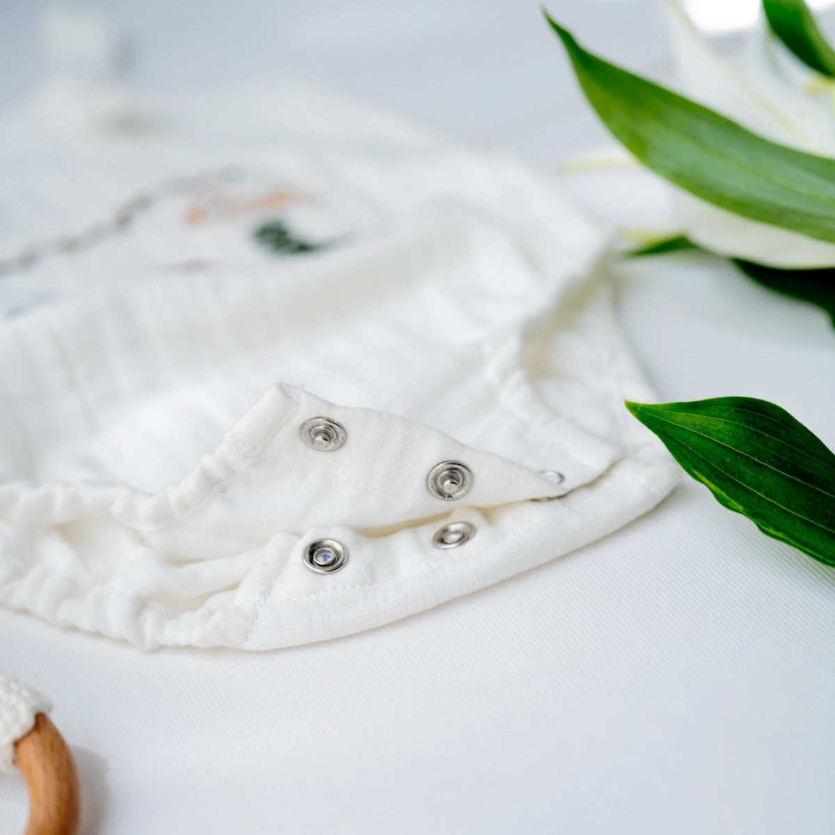 Baby Boy Gift Hamper with Cotton Romper and Swaddle | Little Meadows | White | Verified Sustainable by Brown Living™