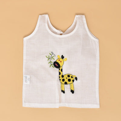 Backyard Buddies - Giraffe, Dino, Ant & Flamingo Back Open Pure Cotton Baby Jabla Set of 4 – Kids Shirts on Brown Living™. SKU: STRCOTWHIBOJAB08 - GDAF - S. Img 20.