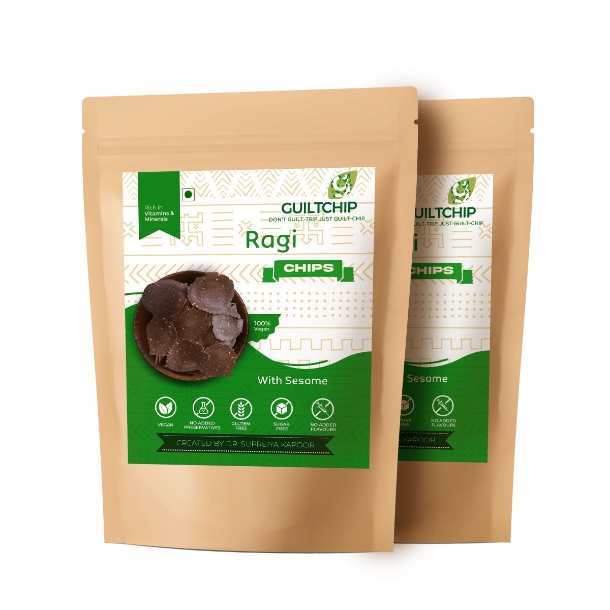 Baked Ragi Chips 150 g + 50 g Free – Healthy Snacks by GuiltChip available on Brown Living™. 150 g . SKU: 026 - 00807 - VRO - 200006. Img 7.