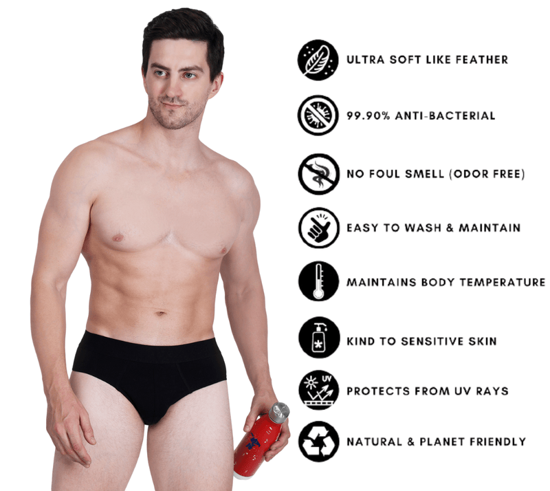 Bamboo Fabric Men's Underwear Super Comfortable | Black | Verified Sustainable by Brown Living™