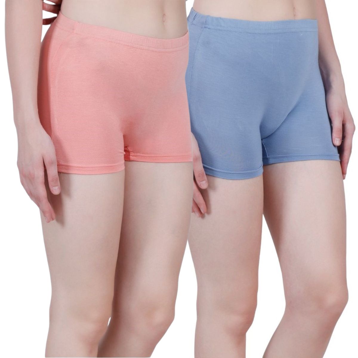Bamboo Fabric Mid Rise Shorts Pack of 2 | Peach & Blue | Verified Sustainable by Brown Living™
