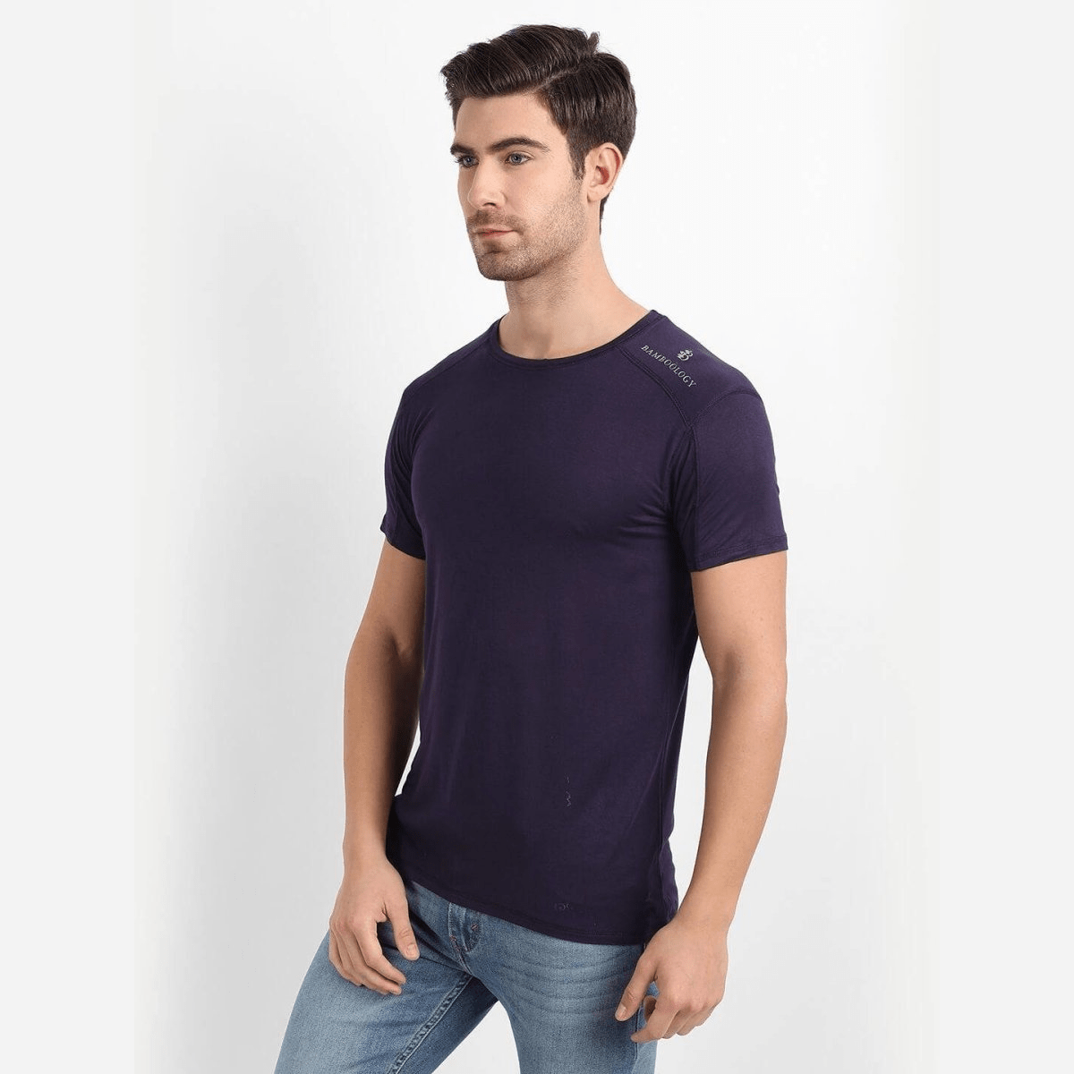 Bamboo Fabric Navy T-shirt For Men | Verified Sustainable by Brown Living™