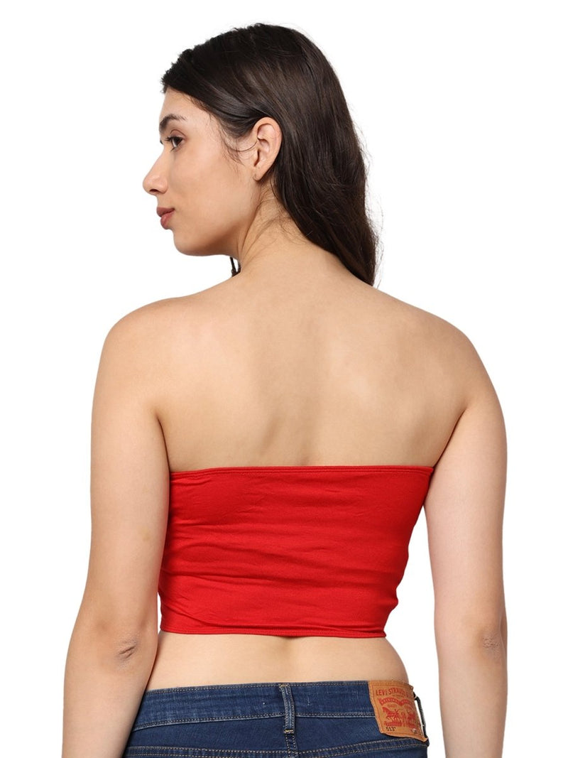 Bamboo Fabric Trendy Girls Tube Top | Pack Of 2 | Red & Black | Verified Sustainable by Brown Living™