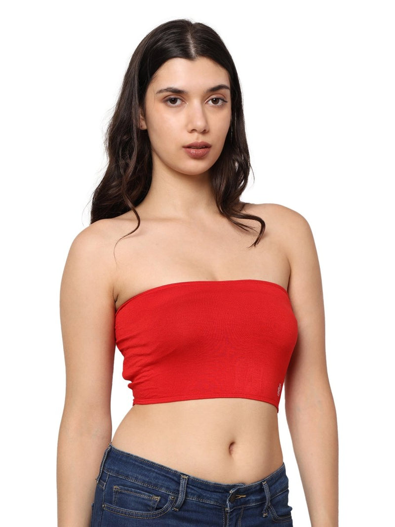 Bamboo Fabric Trendy Girls Tube Top | Pack Of 2 | Red & Black | Verified Sustainable by Brown Living™