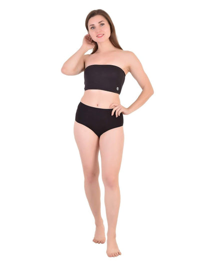 Bamboo Fabric Trendy Girls Tube Top | Pack Of 2 | Red & Black – Womens Top on Brown Living™. SKU: TUBE - TOP - RED - BLK - S. Img 2.