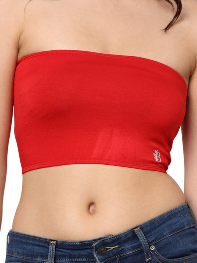 Bamboo Fabric Trendy Girls Tube Top | Pack Of 2 | Red & Black – Womens Top on Brown Living™. SKU: TUBE - TOP - RED - BLK - S. Img 8.