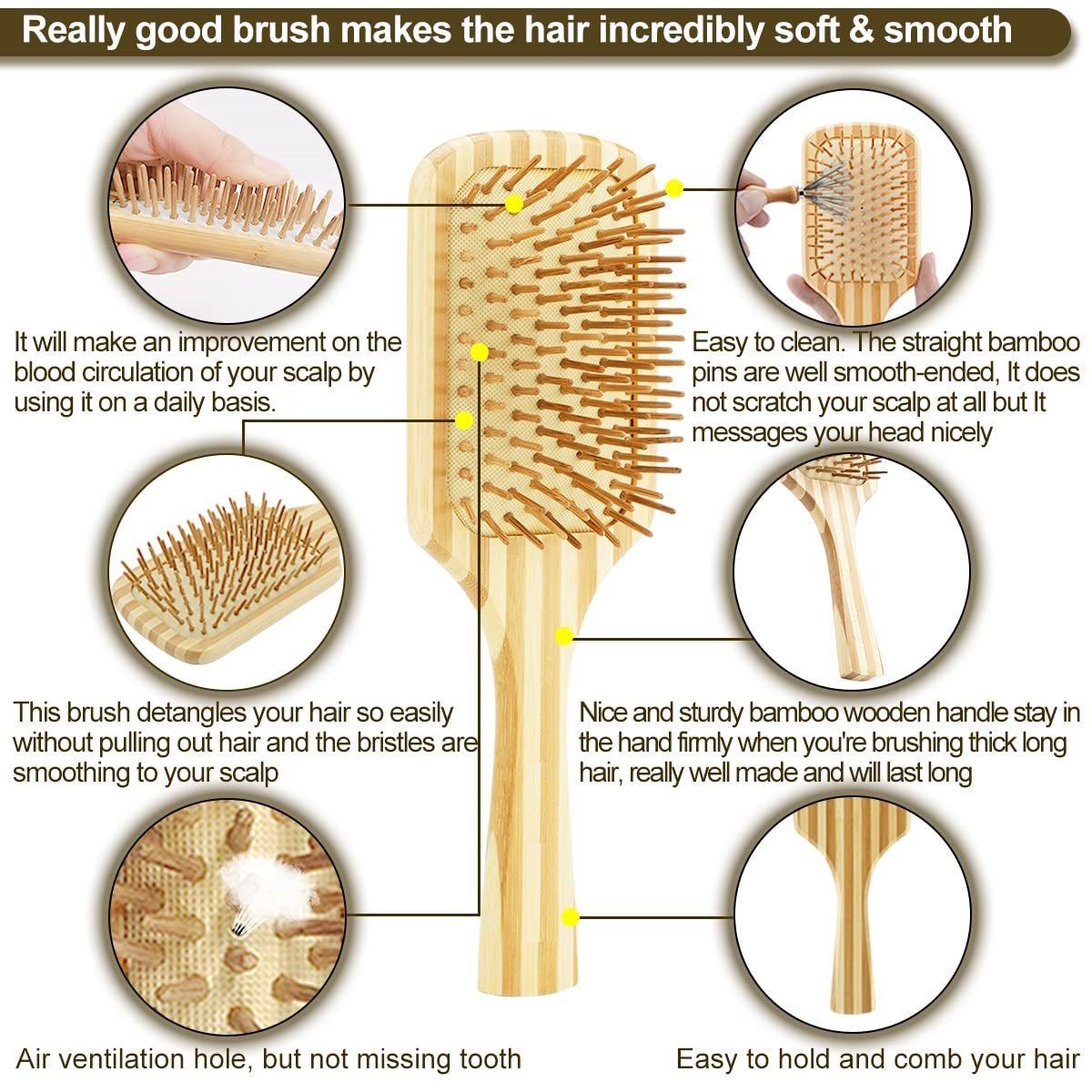 Bamboo Flat Hair Brush | Verified Sustainable by Brown Living™