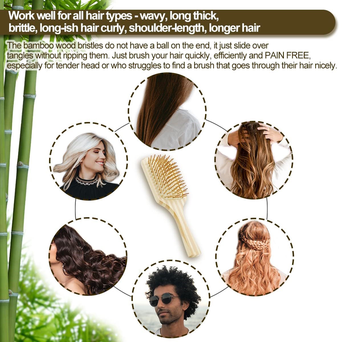 Bamboo Flat Hair Brush | Verified Sustainable by Brown Living™
