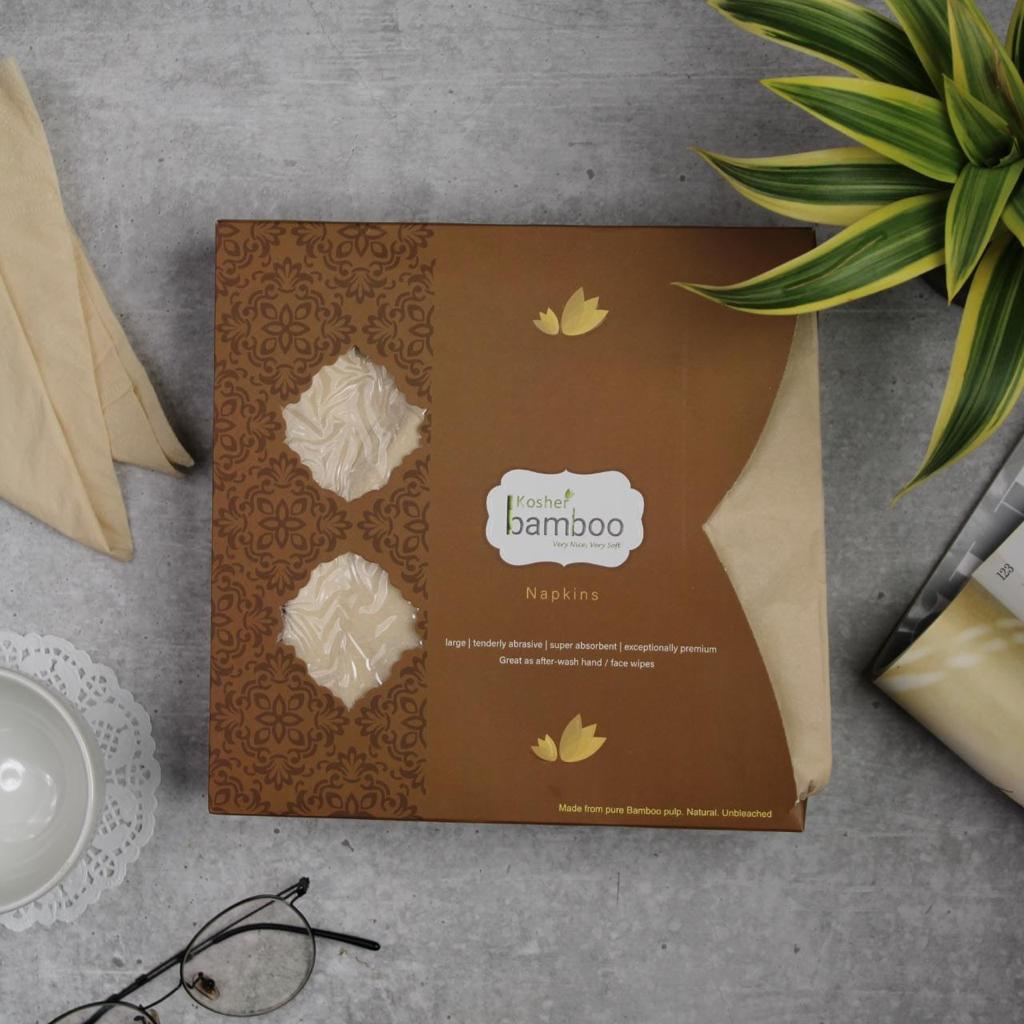 Bamboo Soft Tissue Paper Napkin | Pack of 4 | 2 Ply, 50 Sheets Each | Verified Sustainable by Brown Living™