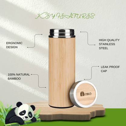 Bamboo Stainless Steel Water Bottle (Insulated) | Verified Sustainable by Brown Living™