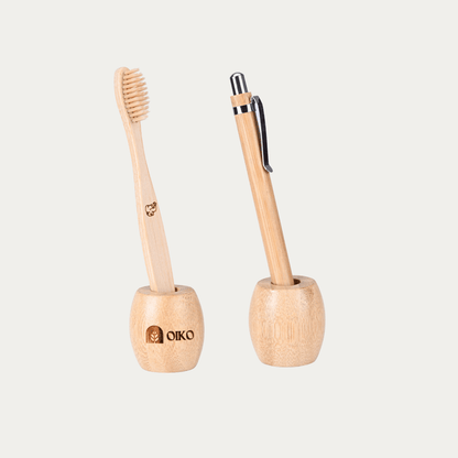 Bamboo Versatile Holder | Elegant Storage for Toothbrush & Pen Pack of 2 | Verified Sustainable by Brown Living™