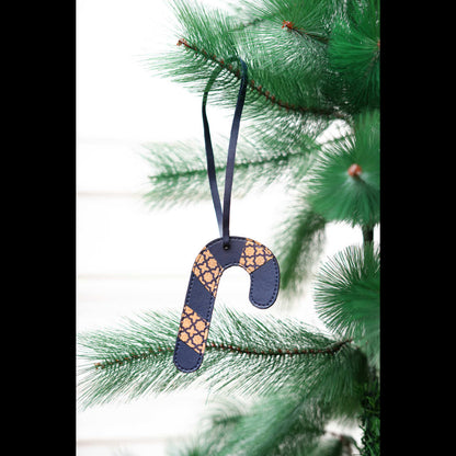 Banana Leather & Cork Festive Decor Handcrafted Christmas Candy Cane (Blue) – Decor & Artefacts on Brown Living™. SKU: XMGH1003. Img 3.