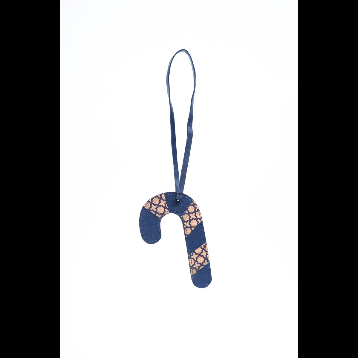 Banana Leather & Cork Festive Decor Handcrafted Christmas Candy Cane (Blue) – Decor & Artefacts on Brown Living™. SKU: XMGH1003. Img 4.