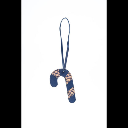 Banana Leather & Cork Festive Decor Handcrafted Christmas Candy Cane (Blue) – Decor & Artefacts on Brown Living™. SKU: XMGH1003. Img 4.