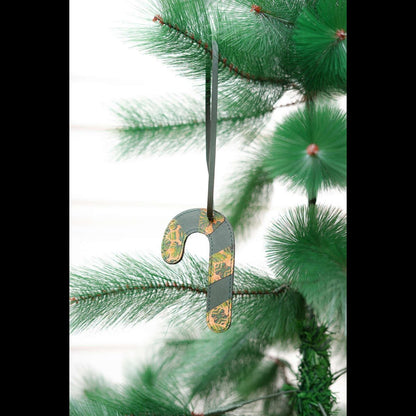 Banana Leather & Cork Festive Decor Handcrafted Christmas Candy Cane (Green) – Decor & Artefacts on Brown Living™. SKU: XMGH1004. Img 1.