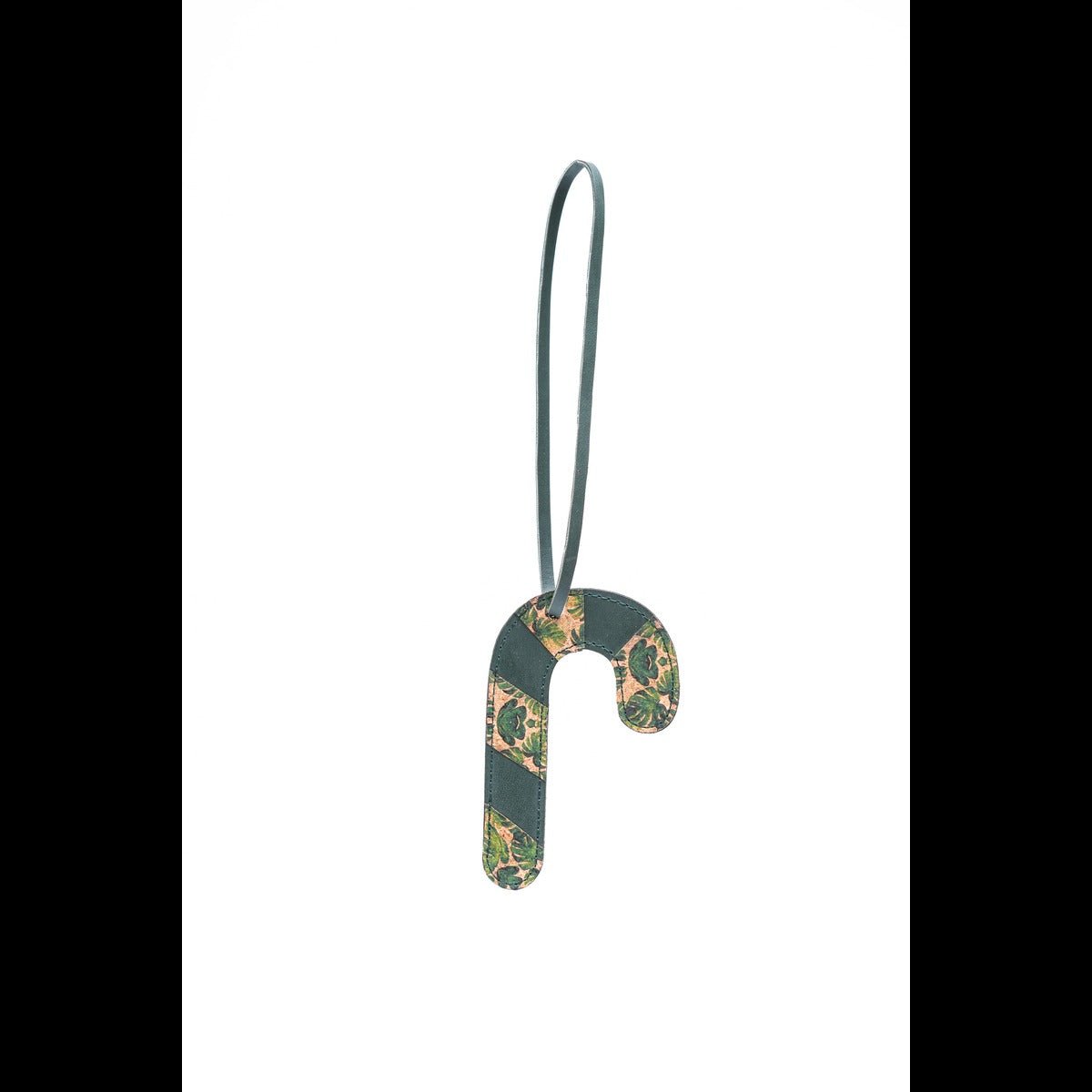 Banana Leather & Cork Festive Decor Handcrafted Christmas Candy Cane (Green) – Decor & Artefacts on Brown Living™. SKU: XMGH1004. Img 2.