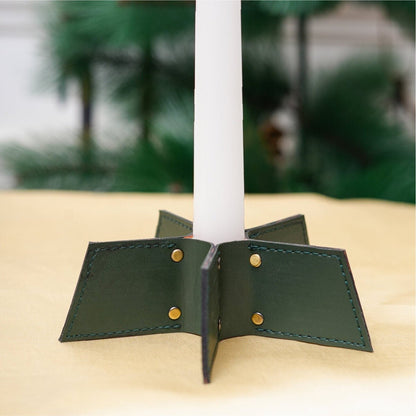 Banana Leather Festive Decor Handcrafted Christmas Candleholder (Green) – Decor & Artefacts on Brown Living™. SKU: XMGH1010. Img 3.