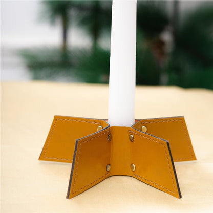Banana Leather Festive Decor Handcrafted Christmas Candleholder (Mustard) – Decor & Artefacts on Brown Living™. SKU: XMGH1011. Img 3.