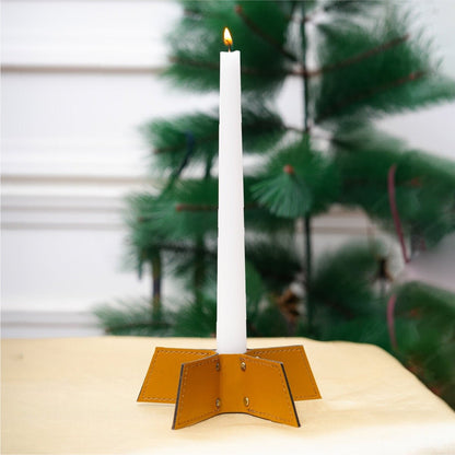 Banana Leather Festive Decor Handcrafted Christmas Candleholder (Mustard) – Decor & Artefacts on Brown Living™. SKU: XMGH1011. Img 2.