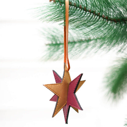 Banana Leather Festive Decor Handcrafted Christmas Star (Orange) – Decor & Artefacts on Brown Living™. SKU: XMGH1006. Img 1.