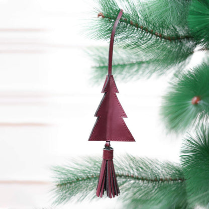 Banana Leather Festive Decor Handcrafted Christmas Tree (Maroon) – Decor & Artefacts on Brown Living™. SKU: XMGH1009. Img 1.