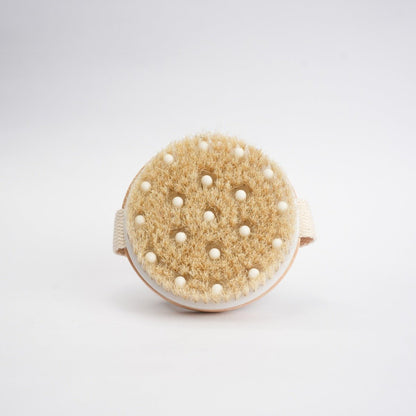 Beach Wood Body Scrubber Dry Brush - Round Shaped | Verified Sustainable by Brown Living™