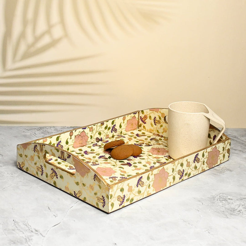 Beautiful Floral Trays with Curved Handles - Pack of 3 | Verified Sustainable by Brown Living™