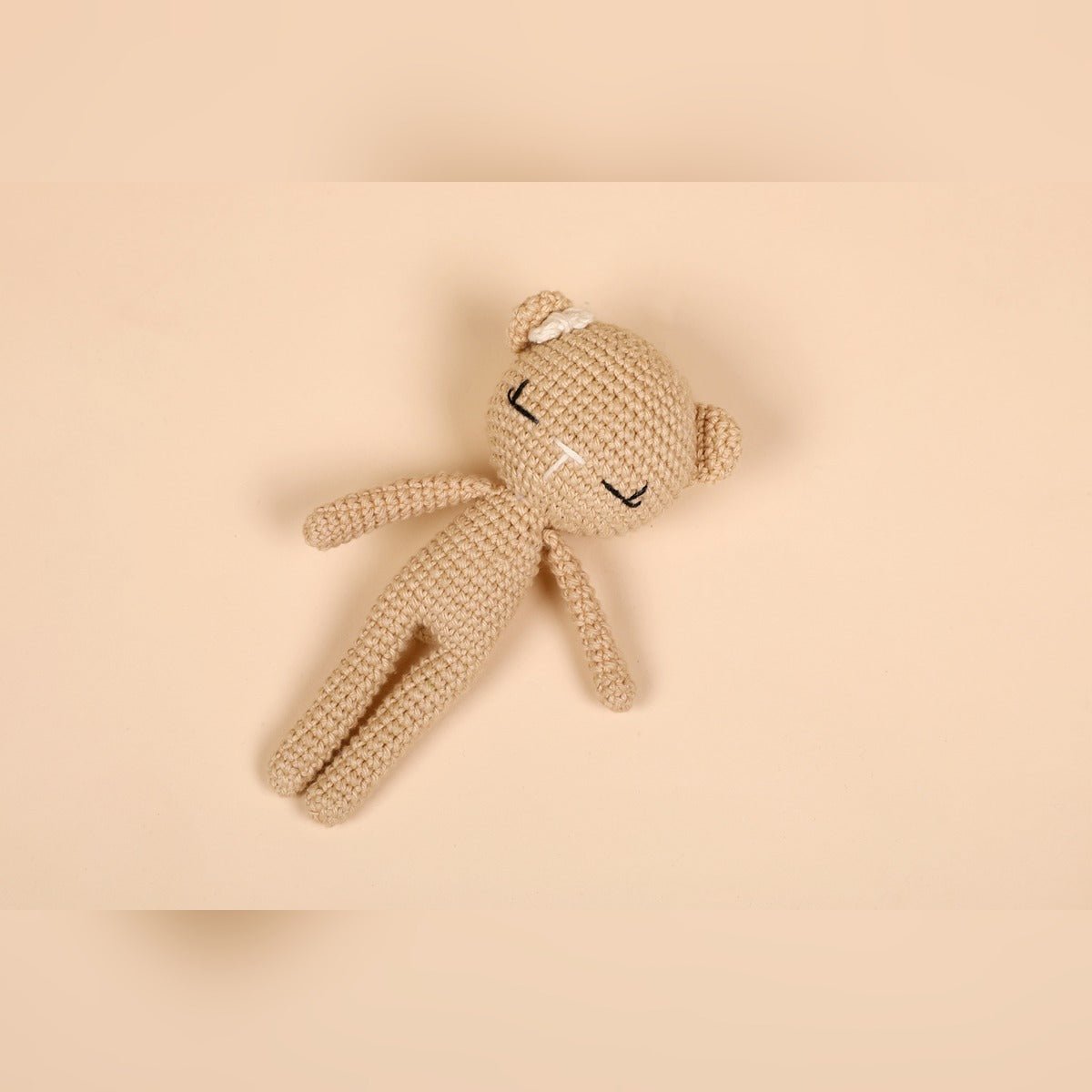 Beige Bear Crochet Baby Doll – Soft Plush for Infants – Dolls & Dollhouses by Bombay Toy Company available on Brown Living™. . SKU: CBD04BE. Img 3.