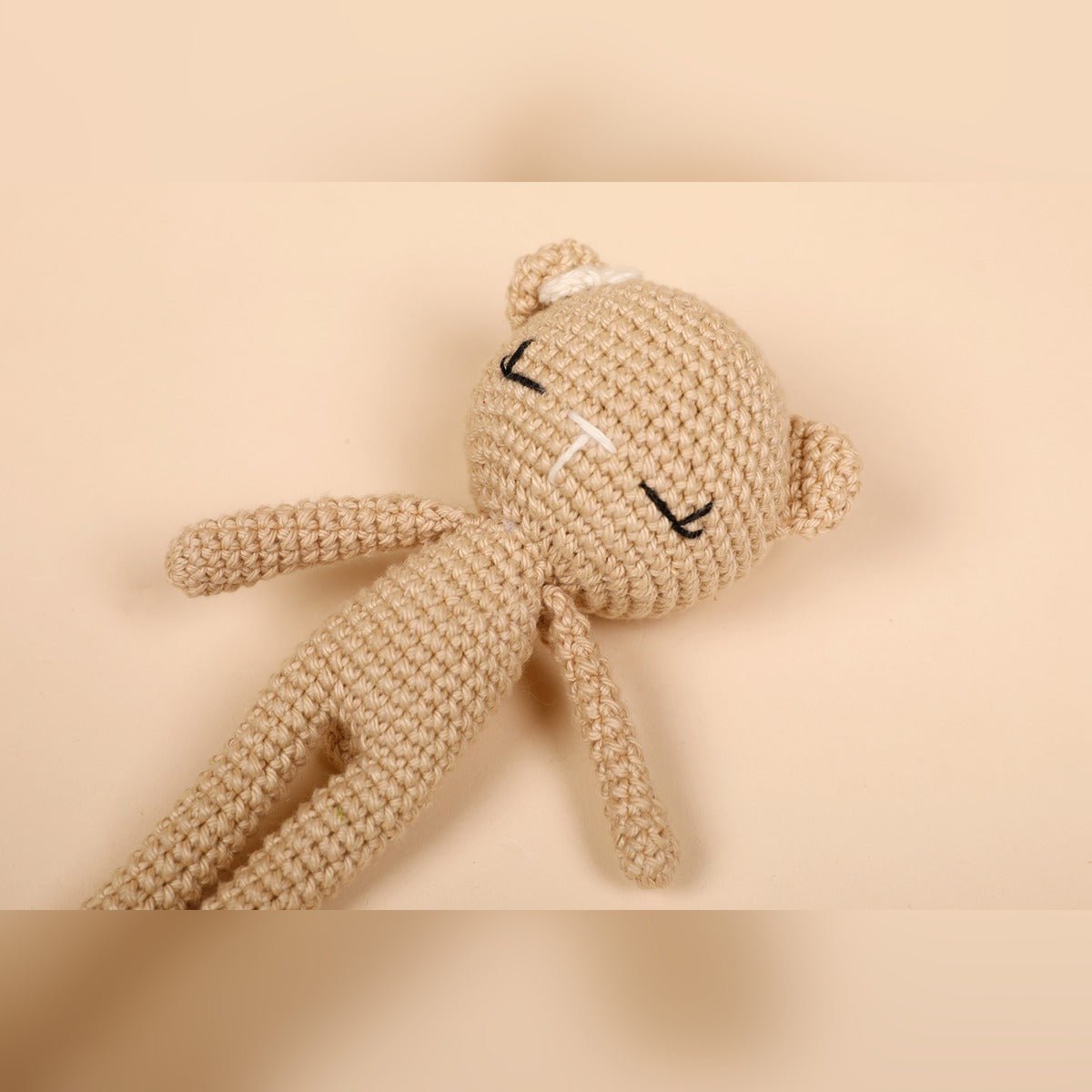 Beige Bear Crochet Baby Doll – Soft Plush for Infants – Dolls & Dollhouses by Bombay Toy Company available on Brown Living™. . SKU: CBD04BE. Img 1.