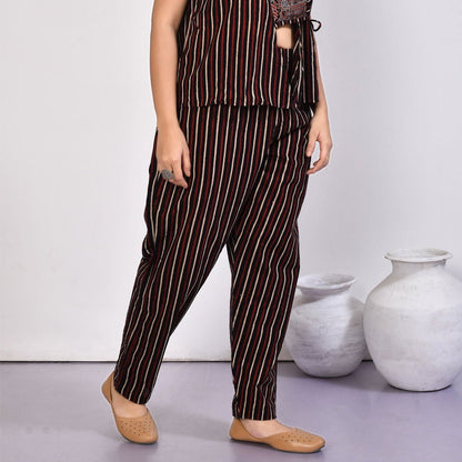 Bella Black Women''s Ajrakh Cotton Pant | Verified Sustainable by Brown Living™