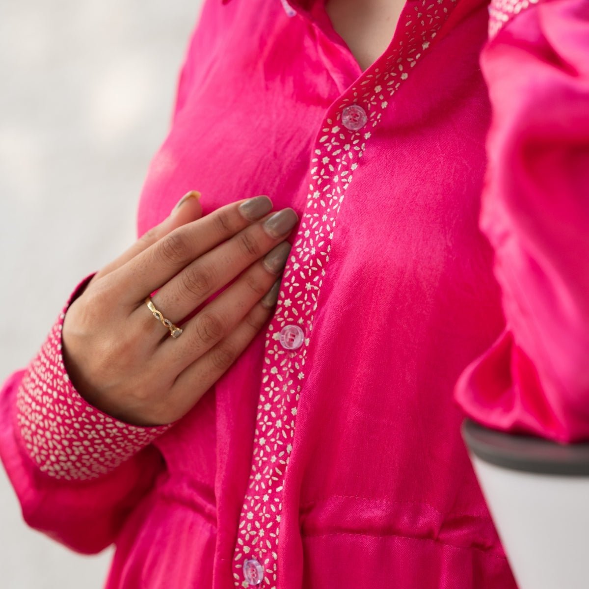 Berry Real Silver Drawstring Waist Mashru Shirt | Verified Sustainable by Brown Living™