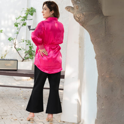 Berry Real Silver Drawstring Waist Mashru Shirt | Verified Sustainable by Brown Living™