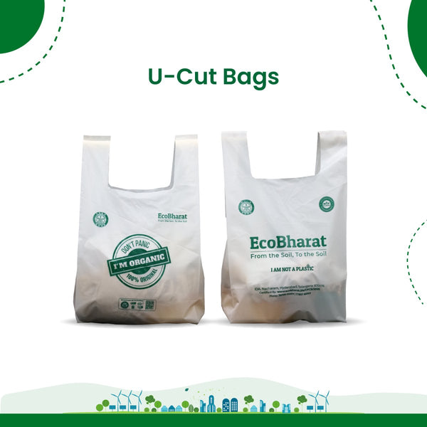 Biodegradable and Compostable U - cut Carry Bags| Grocery bags | Shopping bags | Multi purpose bags | | Verified Sustainable by Brown Living™