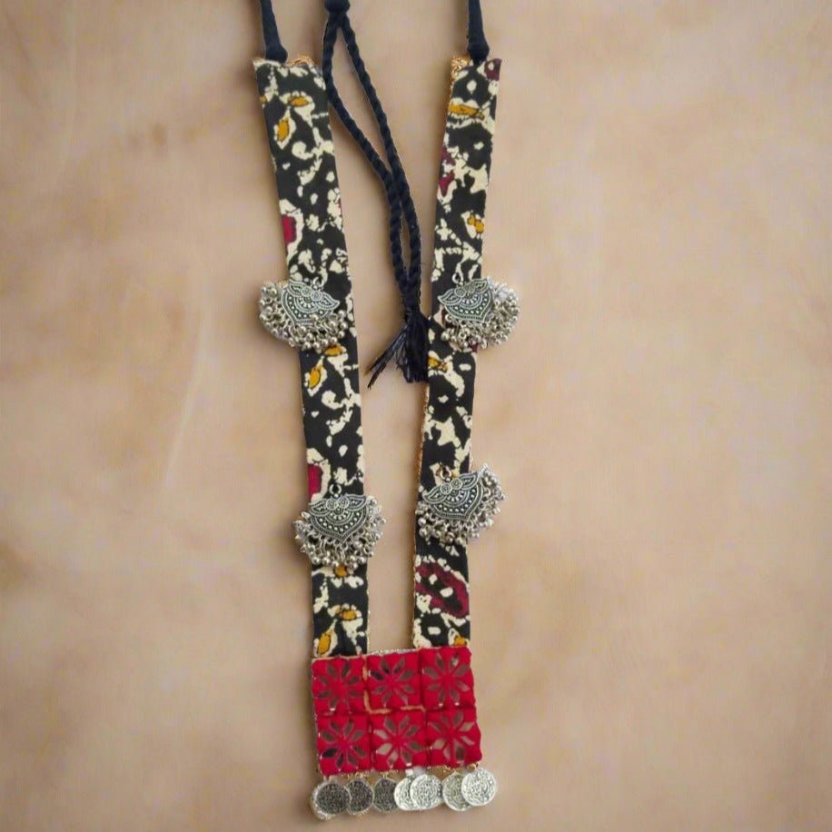 Black and Red Mirror Long Necklace | Verified Sustainable by Brown Living™