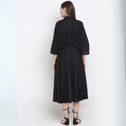 Black Asymmetric Dress – Trendy & Modern Party Wear | Verified Sustainable by Brown Living™