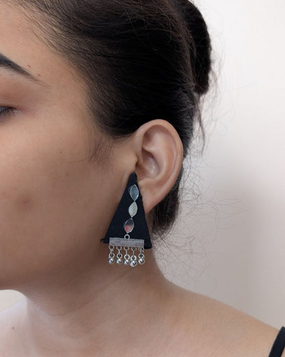 Black Geometric Studs for Minimal Looks – Womens earrings by The serene by Rainvas available on Brown Living™. . SKU: RVS - SER - EAR - 38. Img 3.