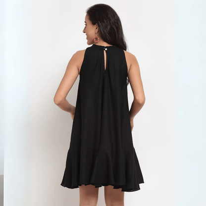 Black Ruffle Dress – Chic & Flowy Evening Dress | Verified Sustainable by Brown Living™