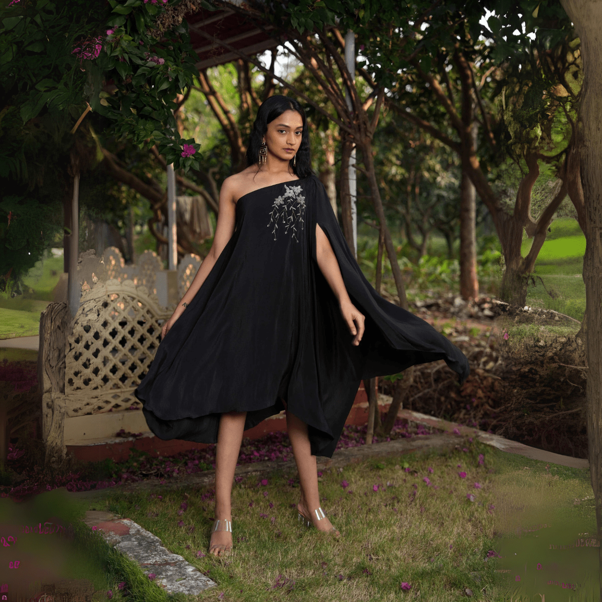 Black Swan Off - Shoulder Dress – Elegant & Timeless Evening Dress | Verified Sustainable by Brown Living™