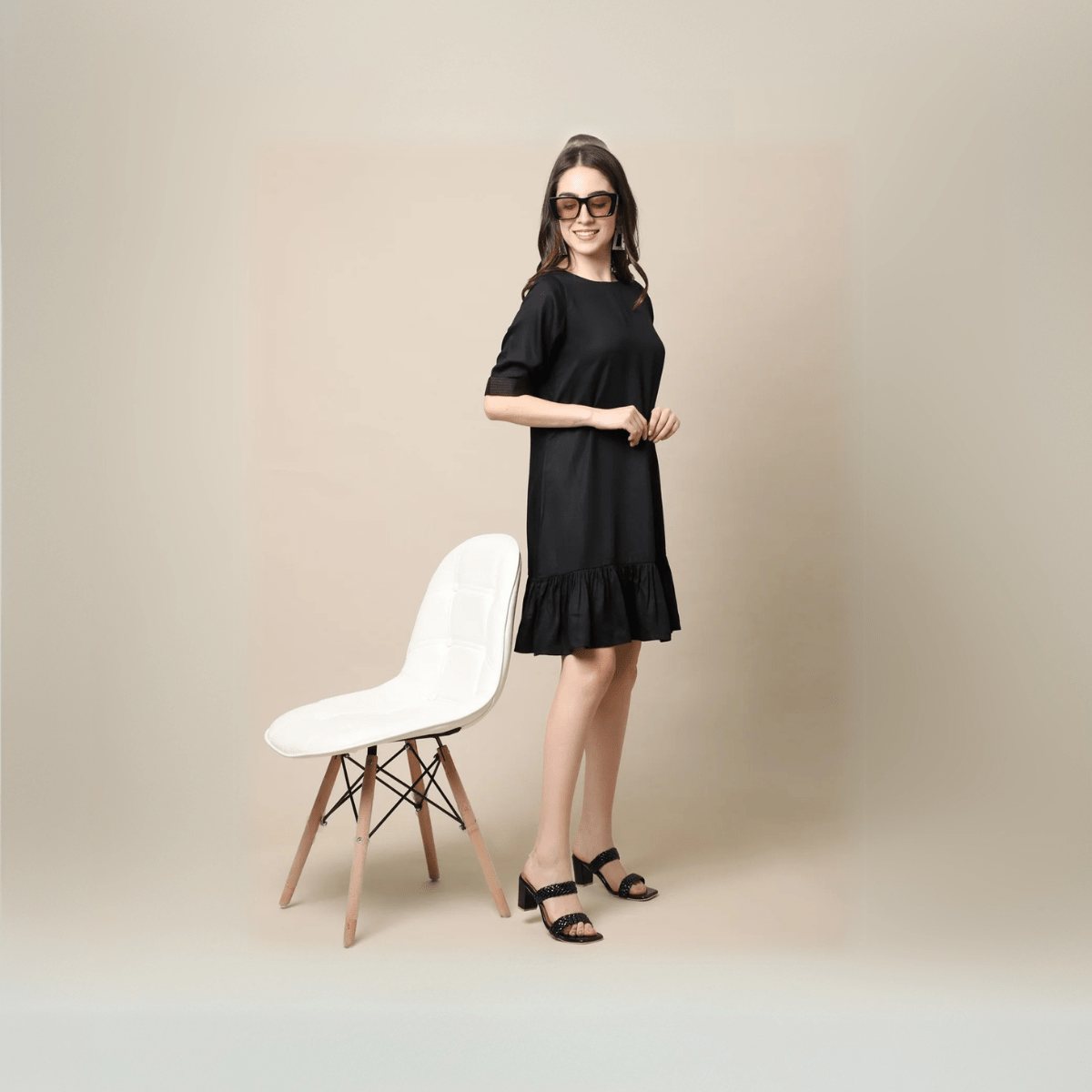 Black Tencel A - line Dress – Sustainable & Comfortable Fashion Piece | Verified Sustainable by Brown Living™