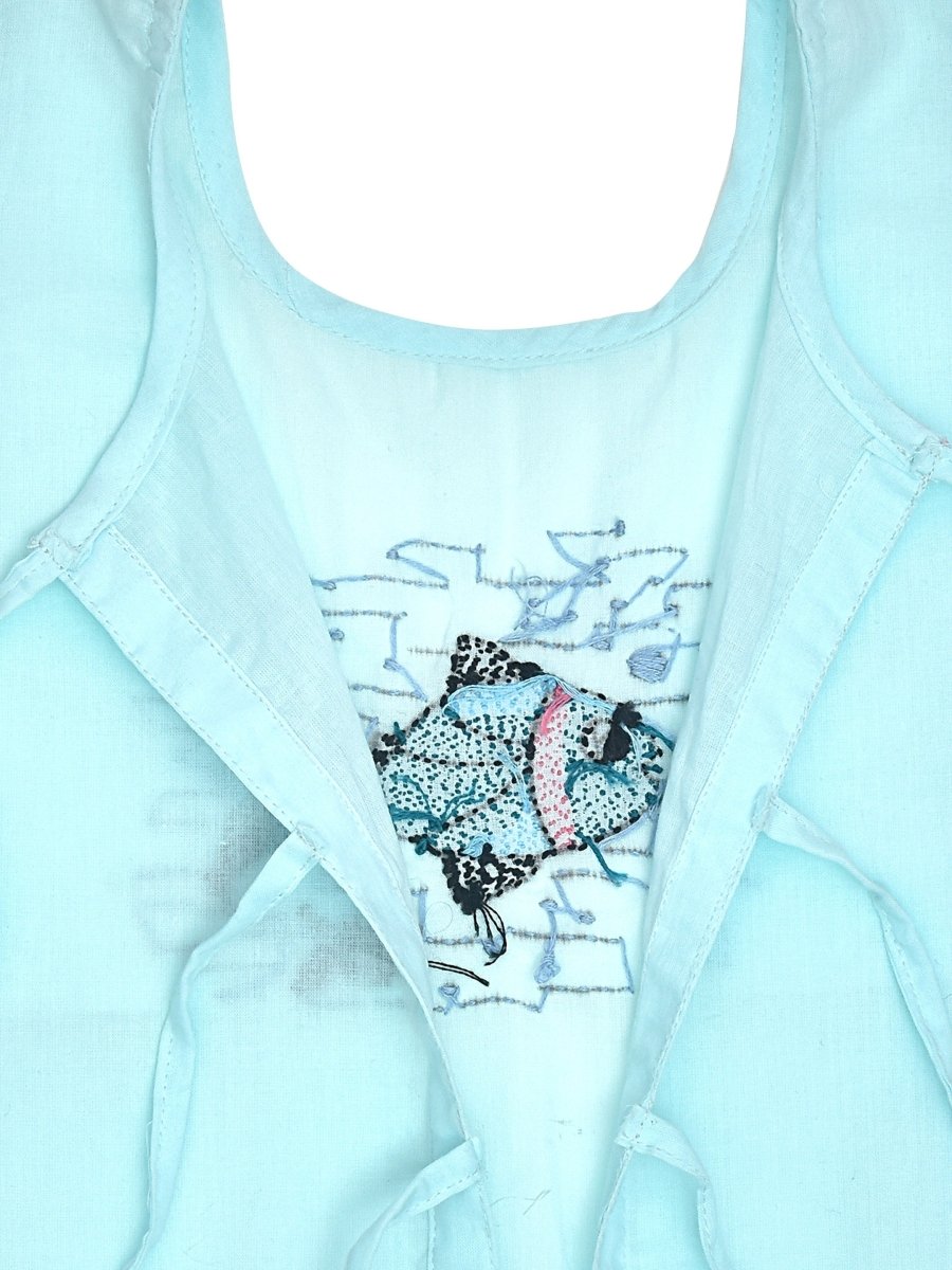 Blue Cotton Baby Jabla - Fish Hand Embroidery | Verified Sustainable by Brown Living™