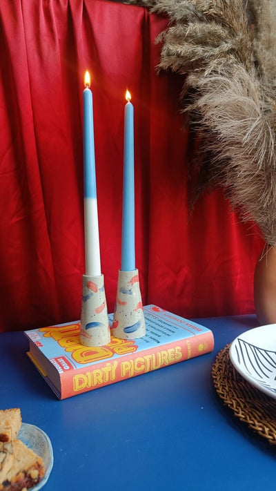 Blue Elegant Candle Cascade Holder Set – Candles & Fragrances on Brown Living™. SKU: BTCB059CCH202. Img 4.