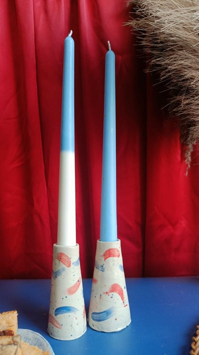 Blue Elegant Candle Cascade Holder Set – Candles & Fragrances on Brown Living™. SKU: BTCB059CCH202. Img 2.