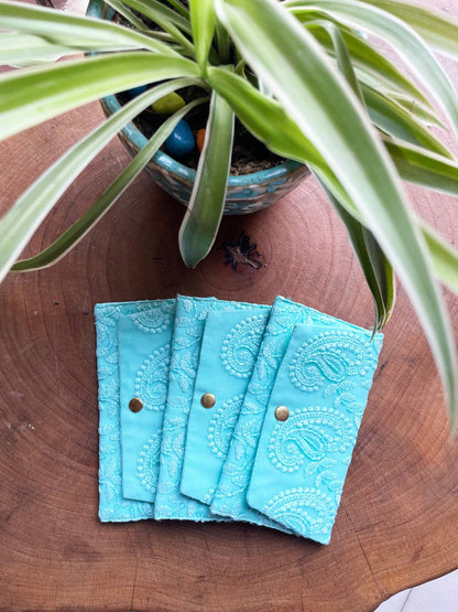 Blue Embroidered Money Envelope | Verified Sustainable by Brown Living™