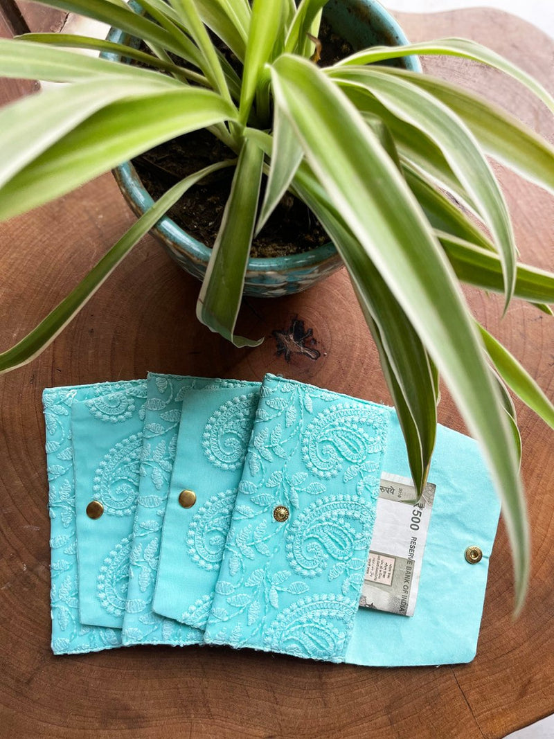 Blue Embroidered Money Envelope | Verified Sustainable by Brown Living™