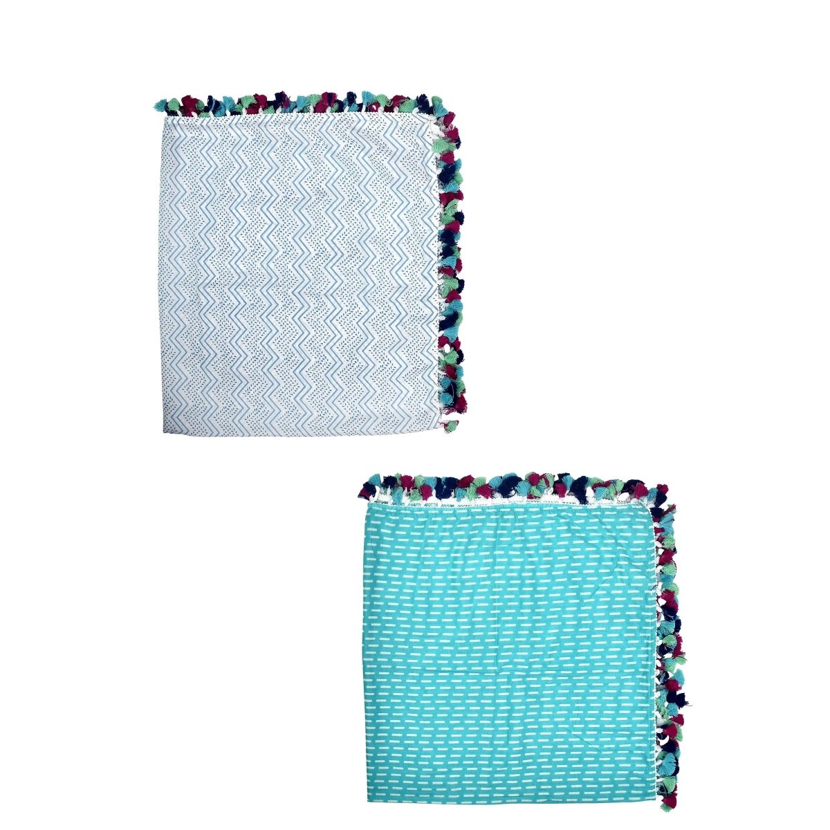 Blue Wave Design and Blue Brick Design Cotton Swaddle Combo - Set of 2 | Verified Sustainable by Brown Living™