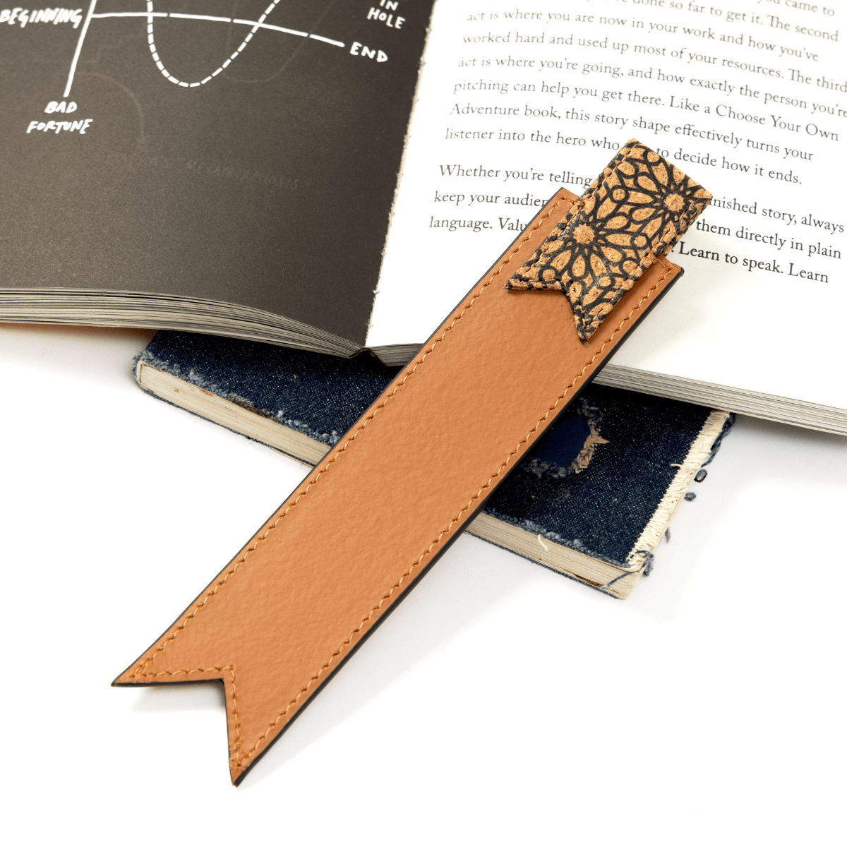 Bookmark – Plant Leather & Printed Cork (Caramel) | Verified Sustainable by Brown Living™