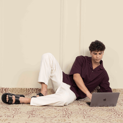Box Fit Cuban Collar Shirt For Men | Maroon – Men Shirt on Brown Living™. SKU: 1014_38. Img 7.